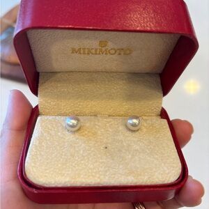 Mikimoto Classic Pearl Earrings, 18K Yellow Gold